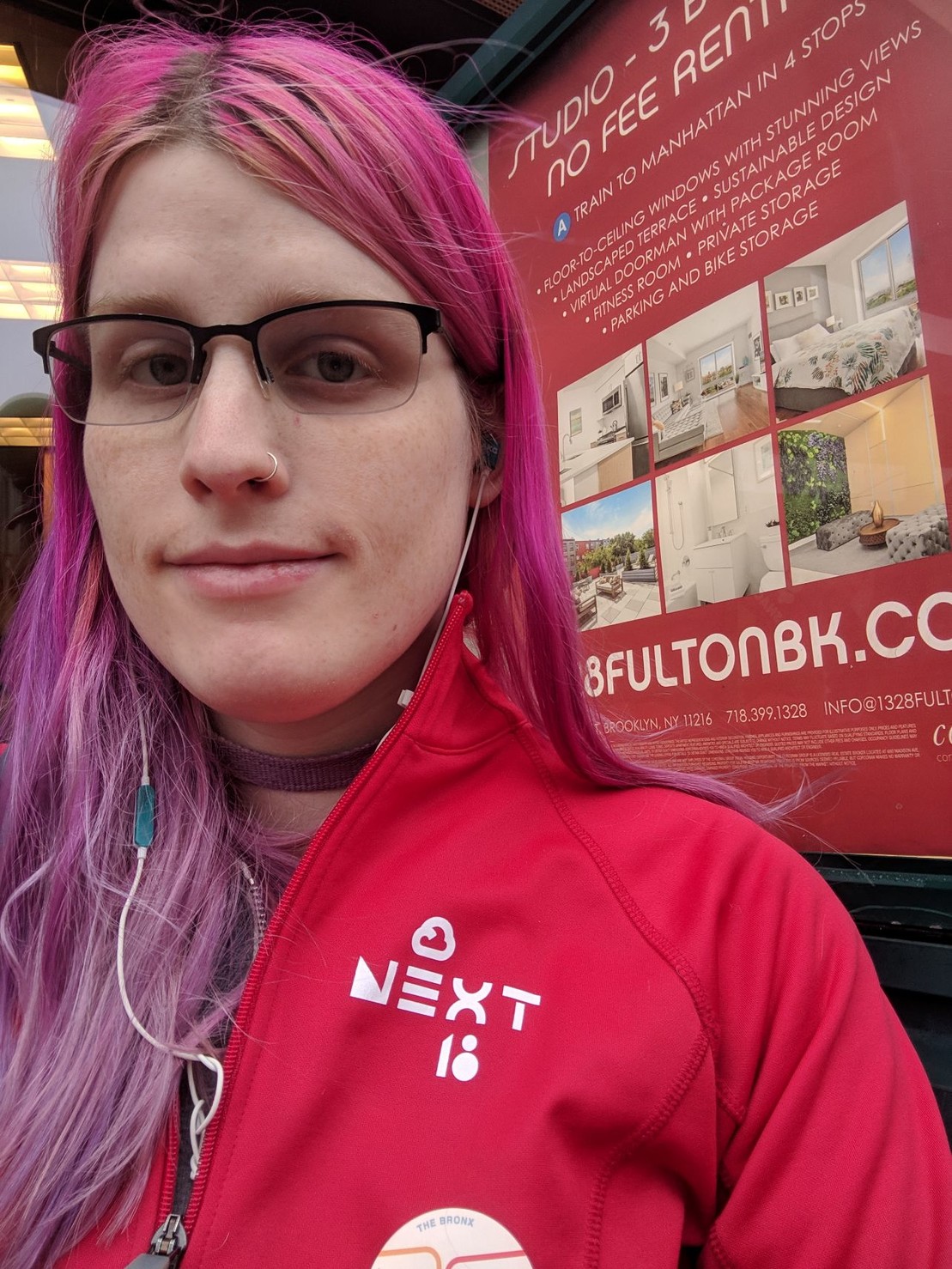 me wearing a Google hoodie