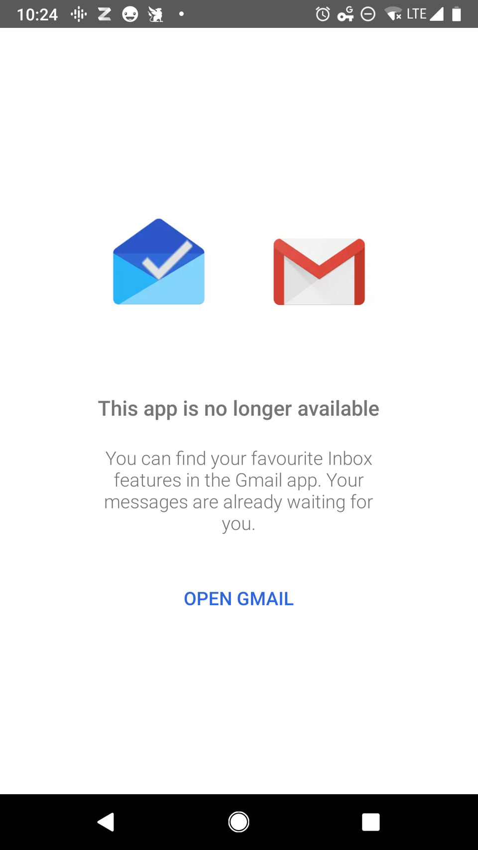 inbox app is no longer available