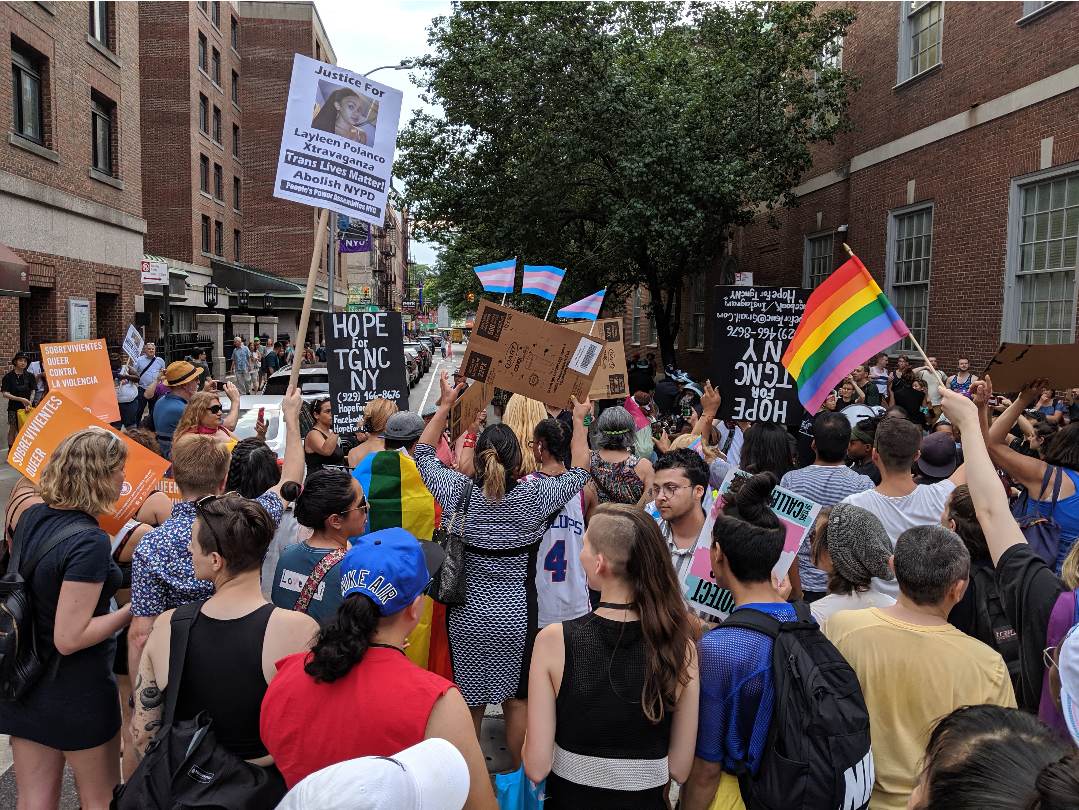 a bunch of cops blocking our parade