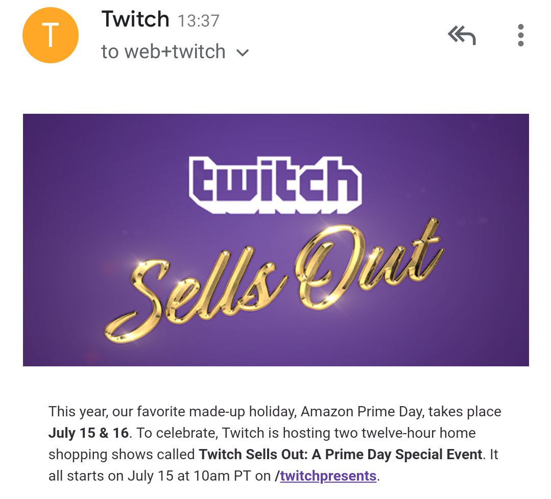 Twitch Sells Out