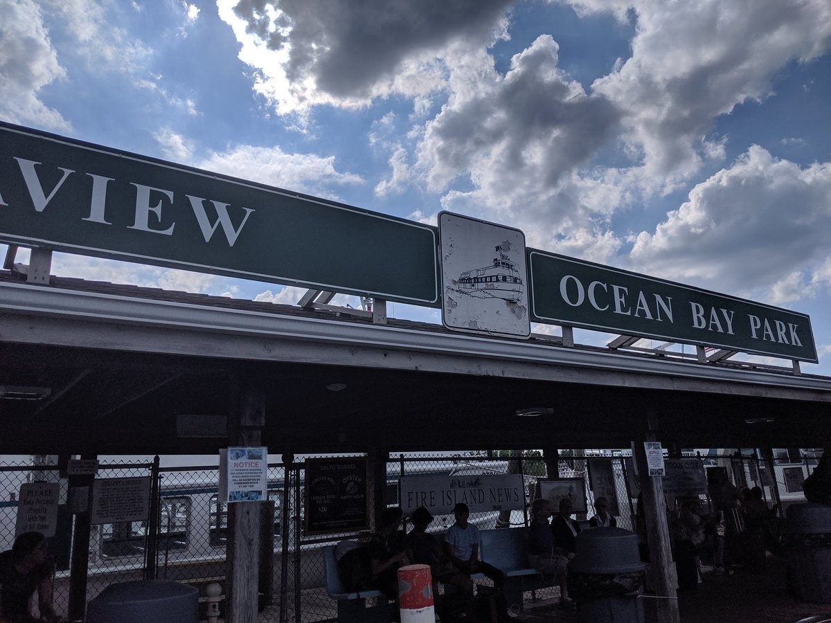 A sign for the Ocean Bay Park ferry