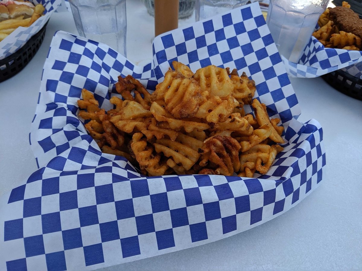 A plate of waffle fries