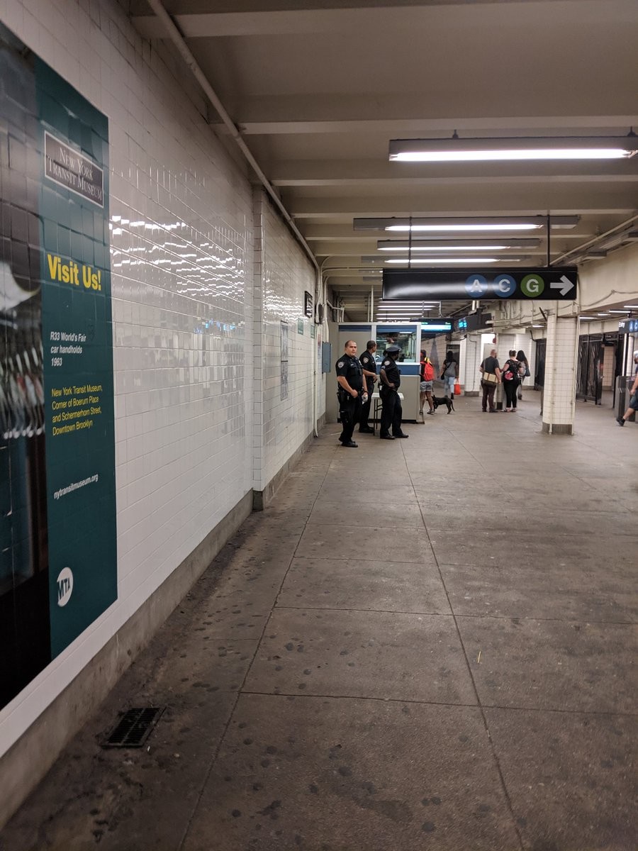 Bunch of loser cops  in a subway station