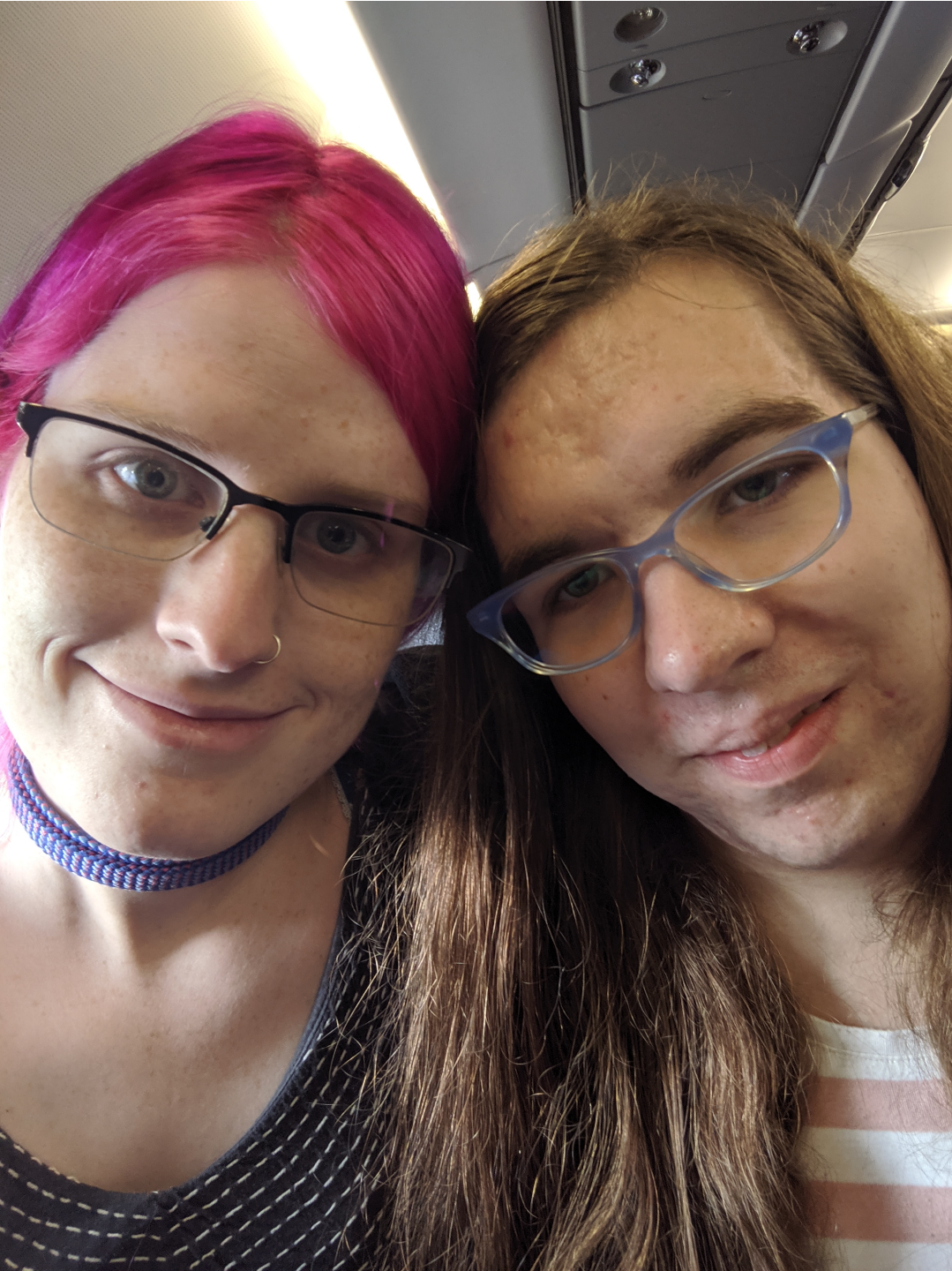Natalie and I on an airplane