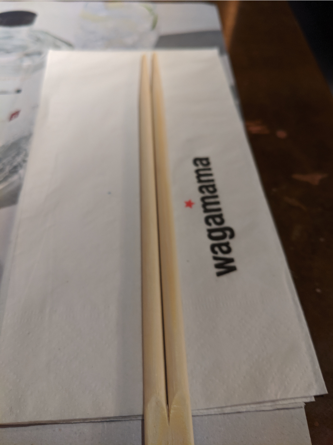 a wagamama napkin and chopsticks
