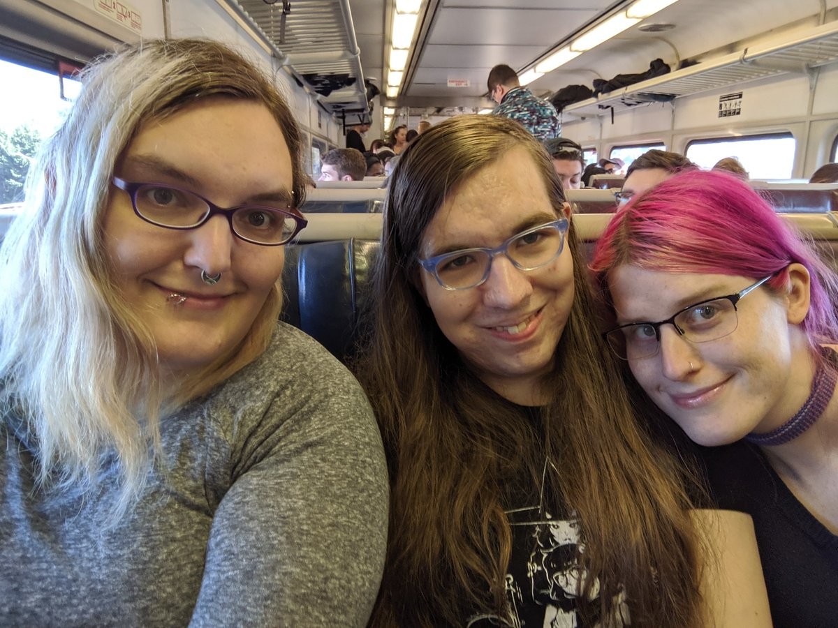 A smiling Cass, Natalie, and me