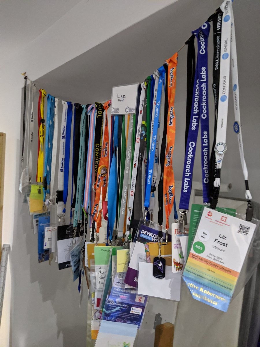 Probably 50+ conference lanyards in various colours
