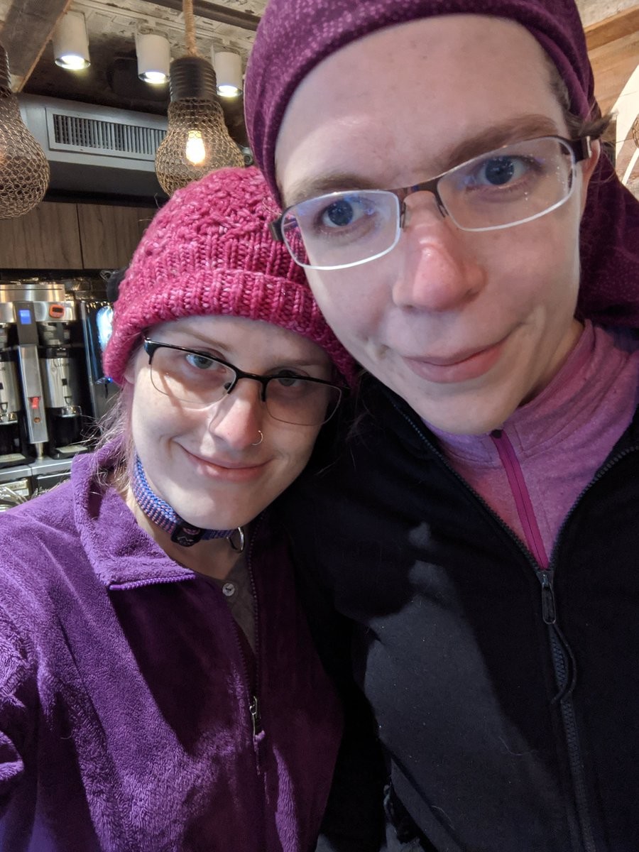 A selfie of Elly and I in a coffee shop