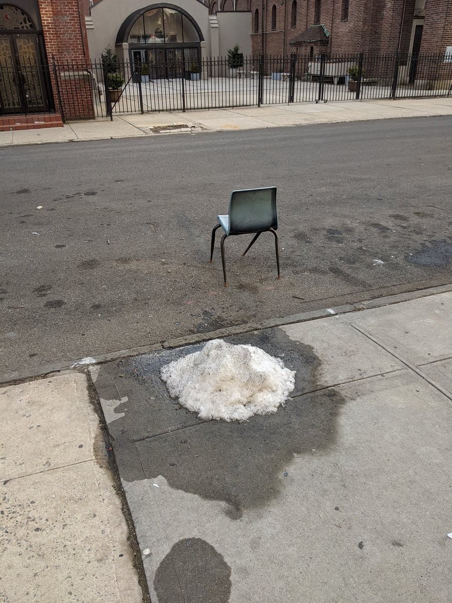 A chair in the road