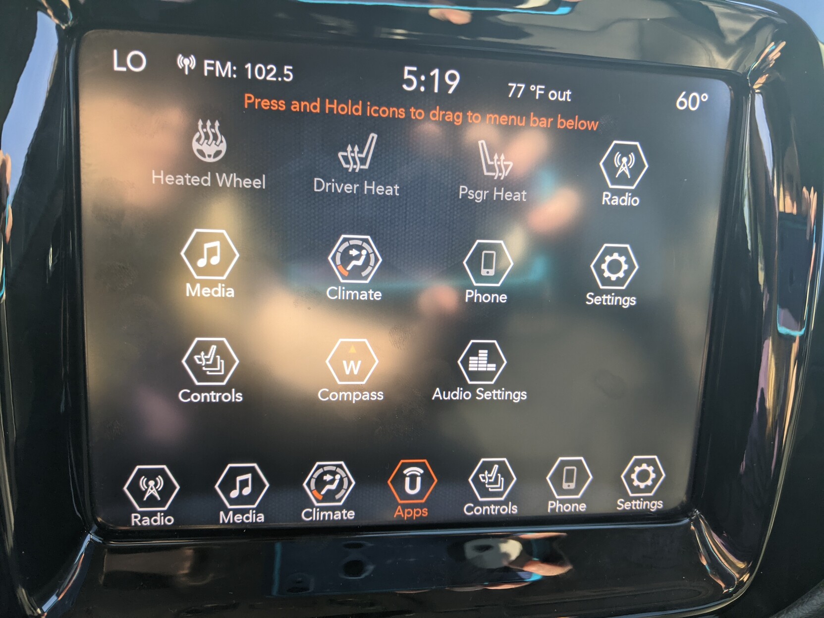 A bunch of hexagonal buttons, still with orange highlights