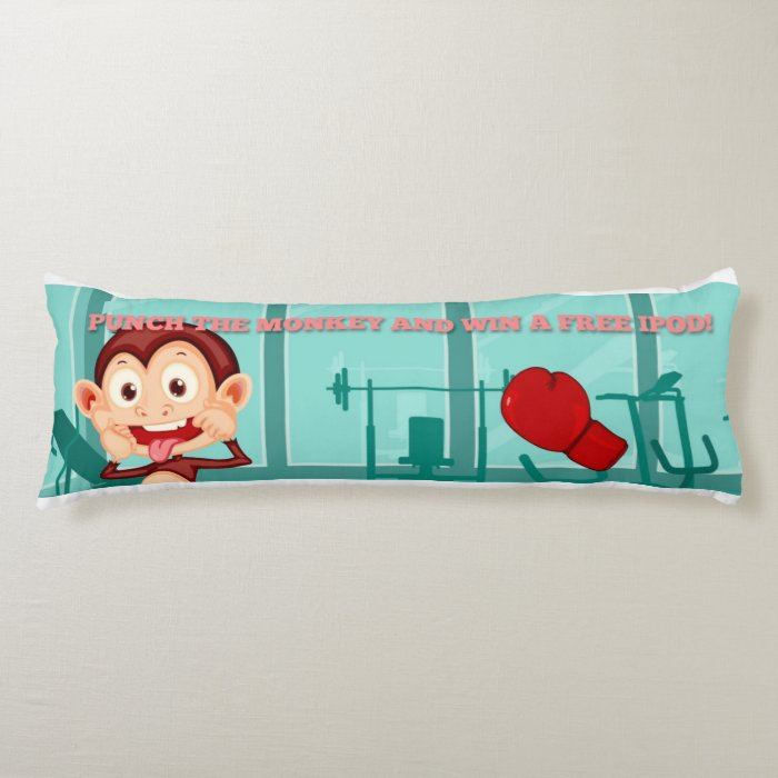 Body pillow with a classic "punch the monkey and win a free ipod" banner ad