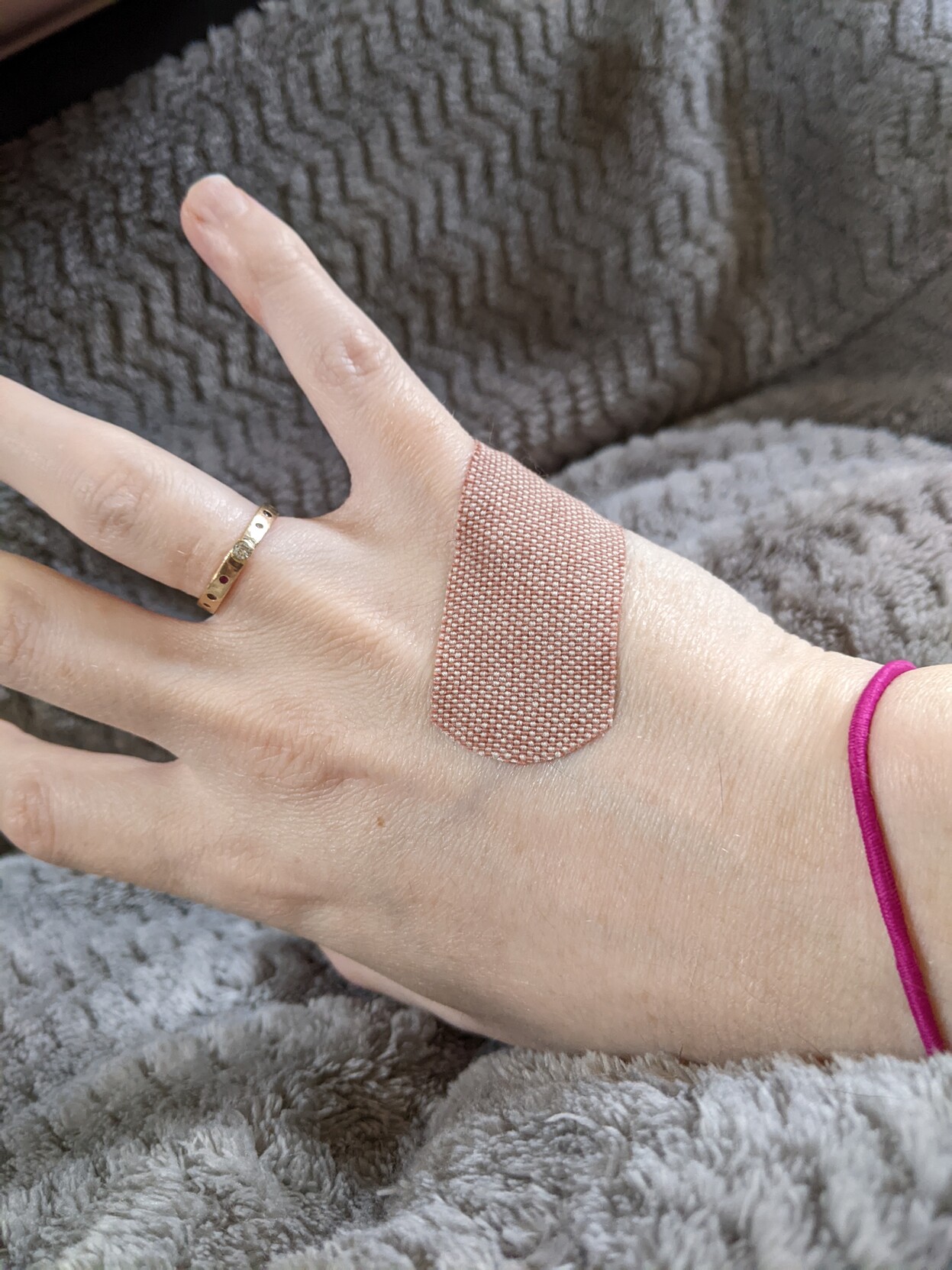 A bandaid on my right hand