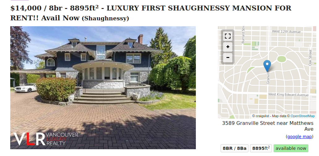  $14,000 / 8br - 8895ft2 - LUXURY FIRST SHAUGHNESSY MANSION FOR RENT!! Avail Now (Shaughnessy) 
