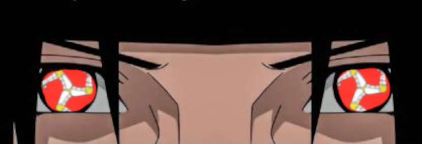 Sasuke from Naruto but his eyes are the Flag of the Isle of Man
